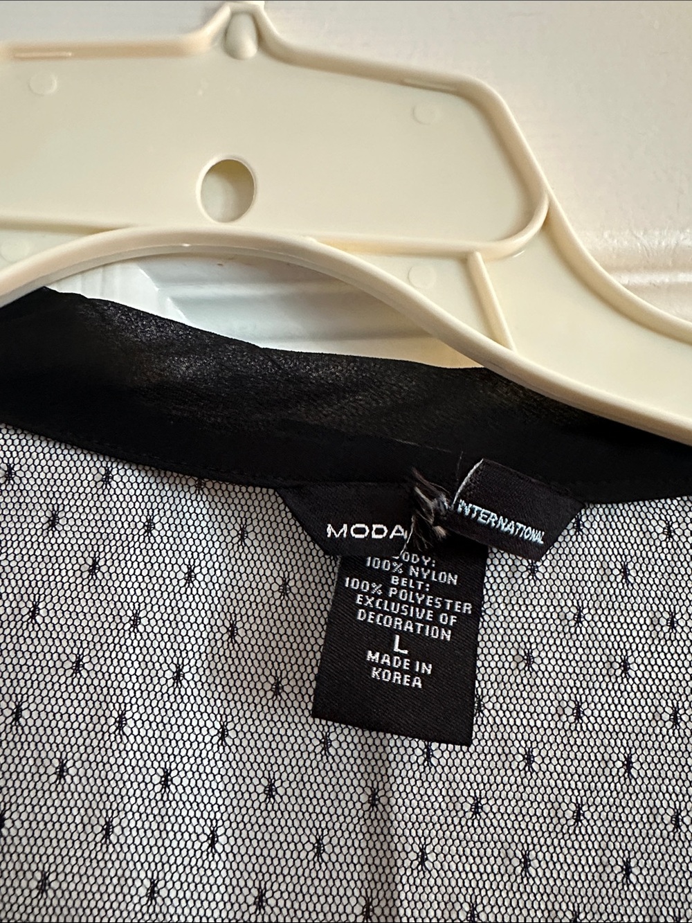 Moda Black Sheer Dot Mesh Button-Front Robe - Picture 2 of 3